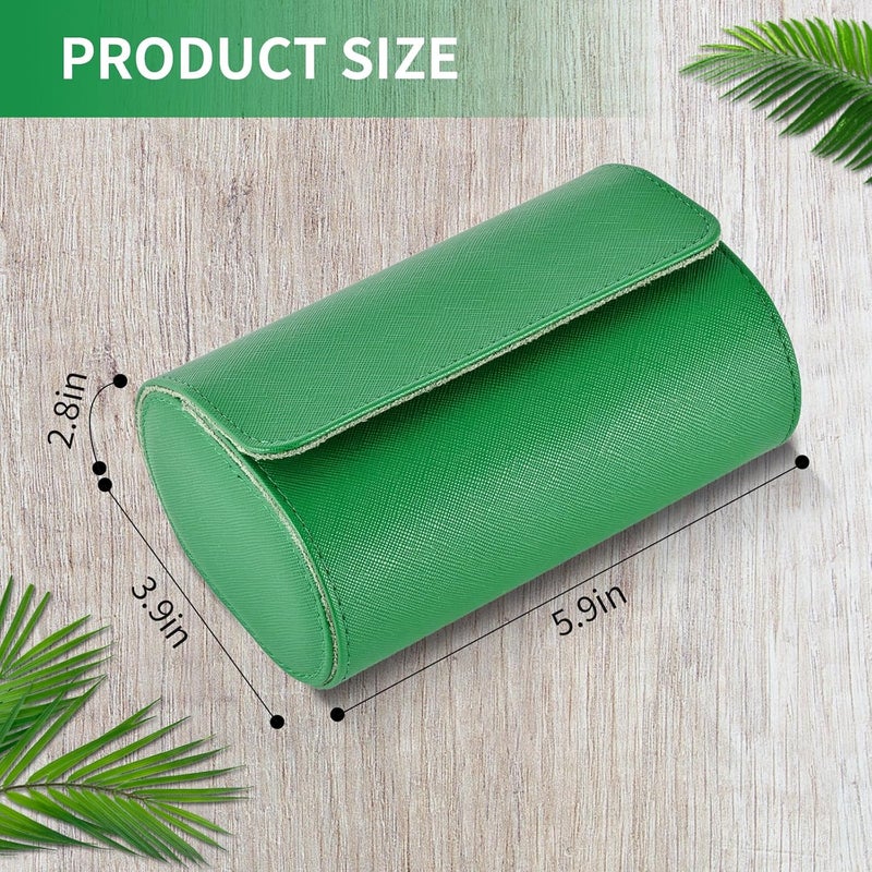 ROSELLE Watch Roll Travel Case for Men and Women- 2 Watch Storage and Organizer-Secure Storage with Innovative Removable Pillows & Solid Dividers for Home Storage, Travel and Display (Green Cross-2 Slot) - Image 5